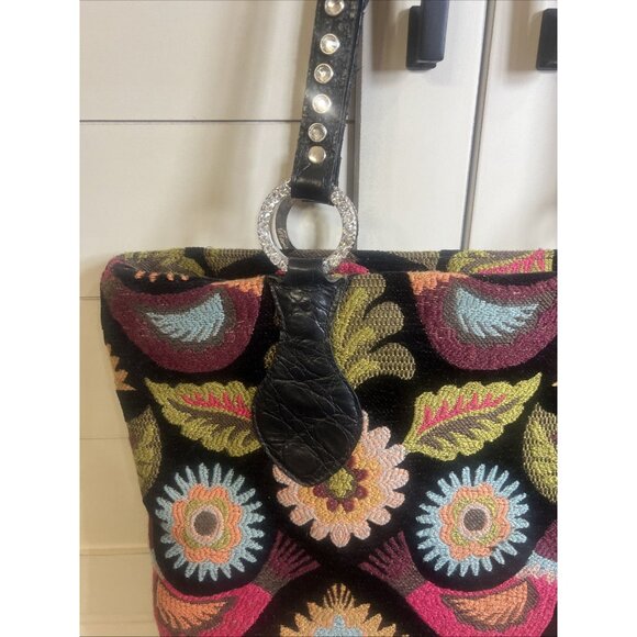 Raviani Garland Tx Tote Bag Tapestry Western Boho Bling Jacquard Floral Purse - Picture 5 of 16